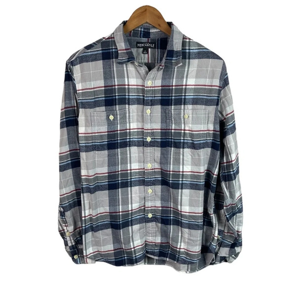BF833 Mens J. Crew Mercantile Preppy Plaid Button Down Shirt L - Picture 1 of 5